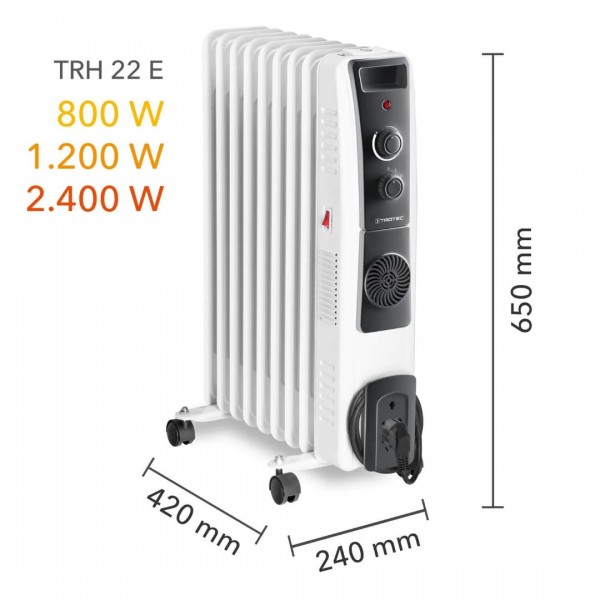 Trotec TRH 22 E Yağlı Radyatör 2400 W  9 Dilim Fanlı 